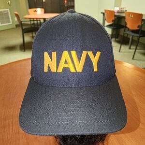 Vintage Navy Embroidered Letters Classic Snapback Cap Hat OSFA